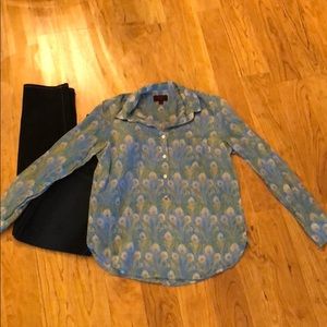 J Crew peacock shirt